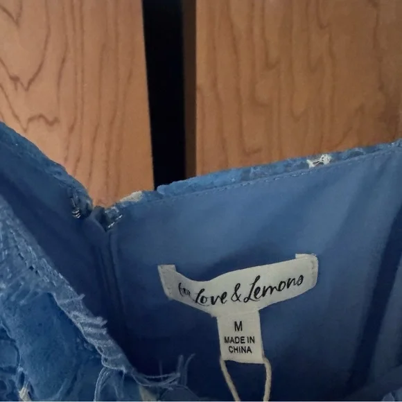 For Love And Lemons Samira Blue Lace Mini Dress size medium NWT - Picture 4 of 9